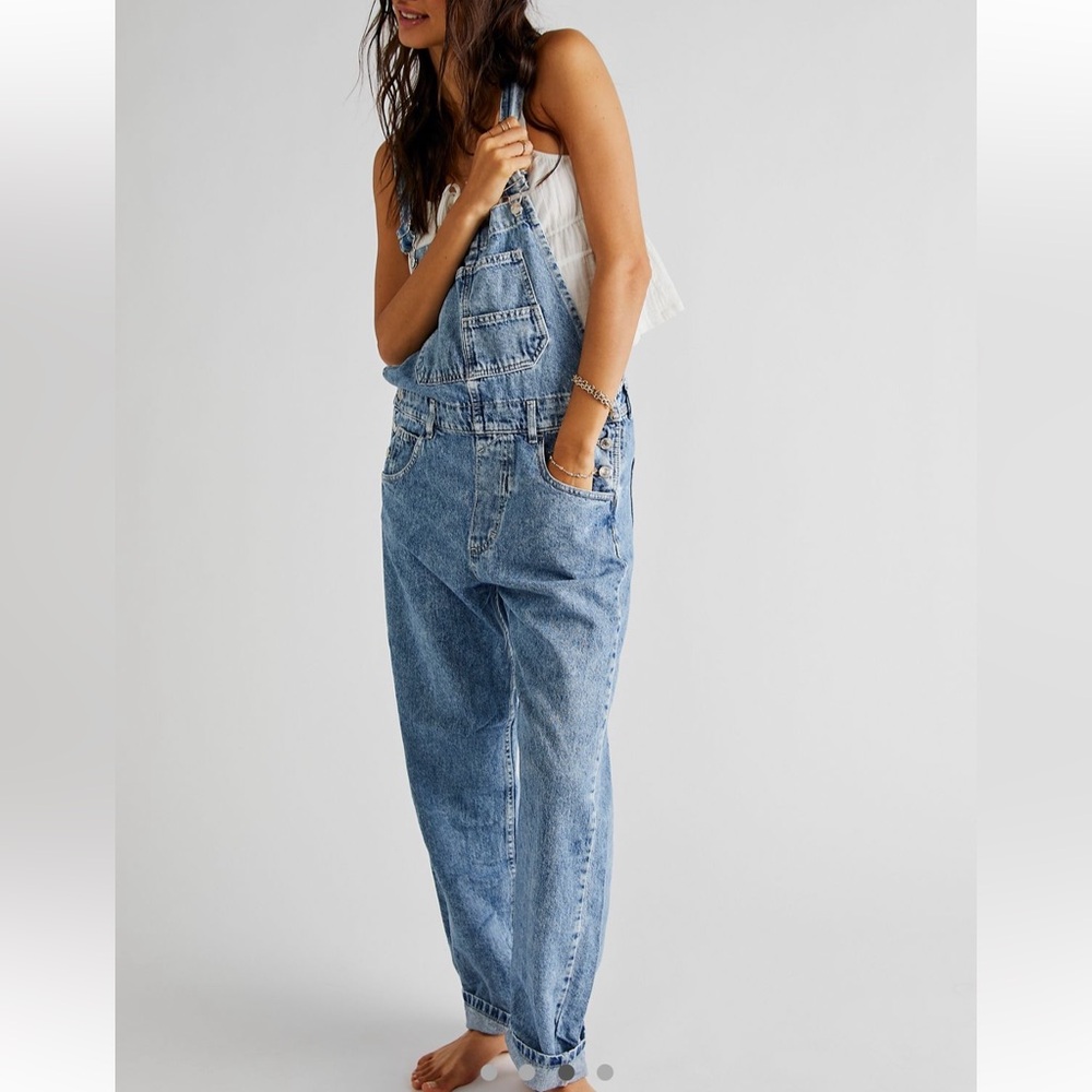 Free People Blue Denim Women Jeans Overalls